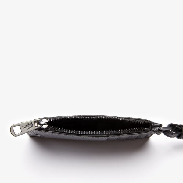 Lacoste Soft Mate Full-Grain Leather Zippered Badge Holder - Doplňky Pánské Černé | CZ-5sJaRp